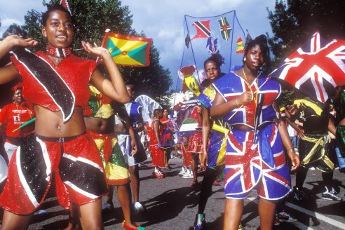 Giles Moberly's depiction of the Flag Procession at Notting Hill Carnival